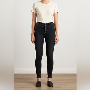 Articles of Society Britney Merced Skinny Jeans 27 Charcoal Gray Button Front